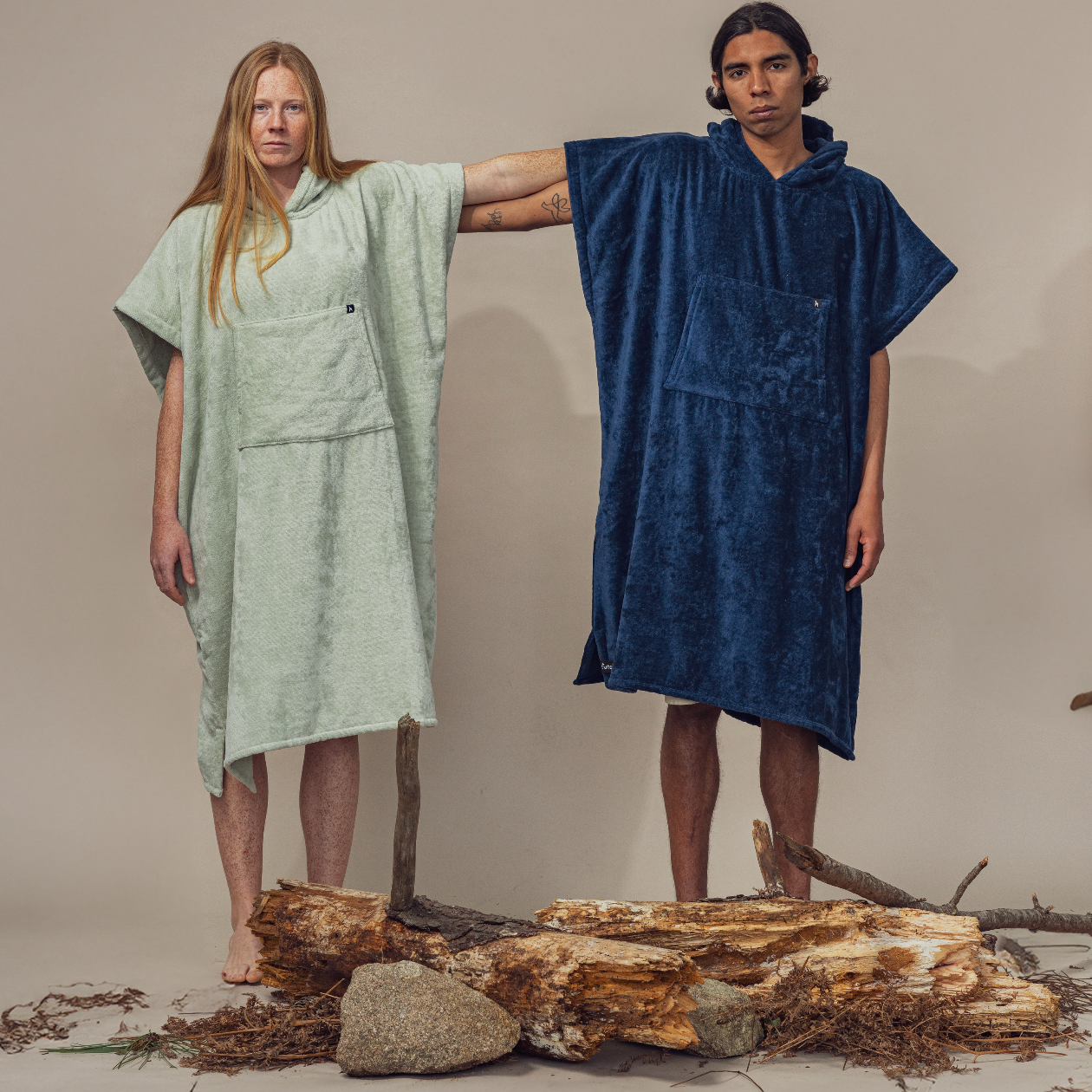Ericeira Sea Green Terry Poncho
