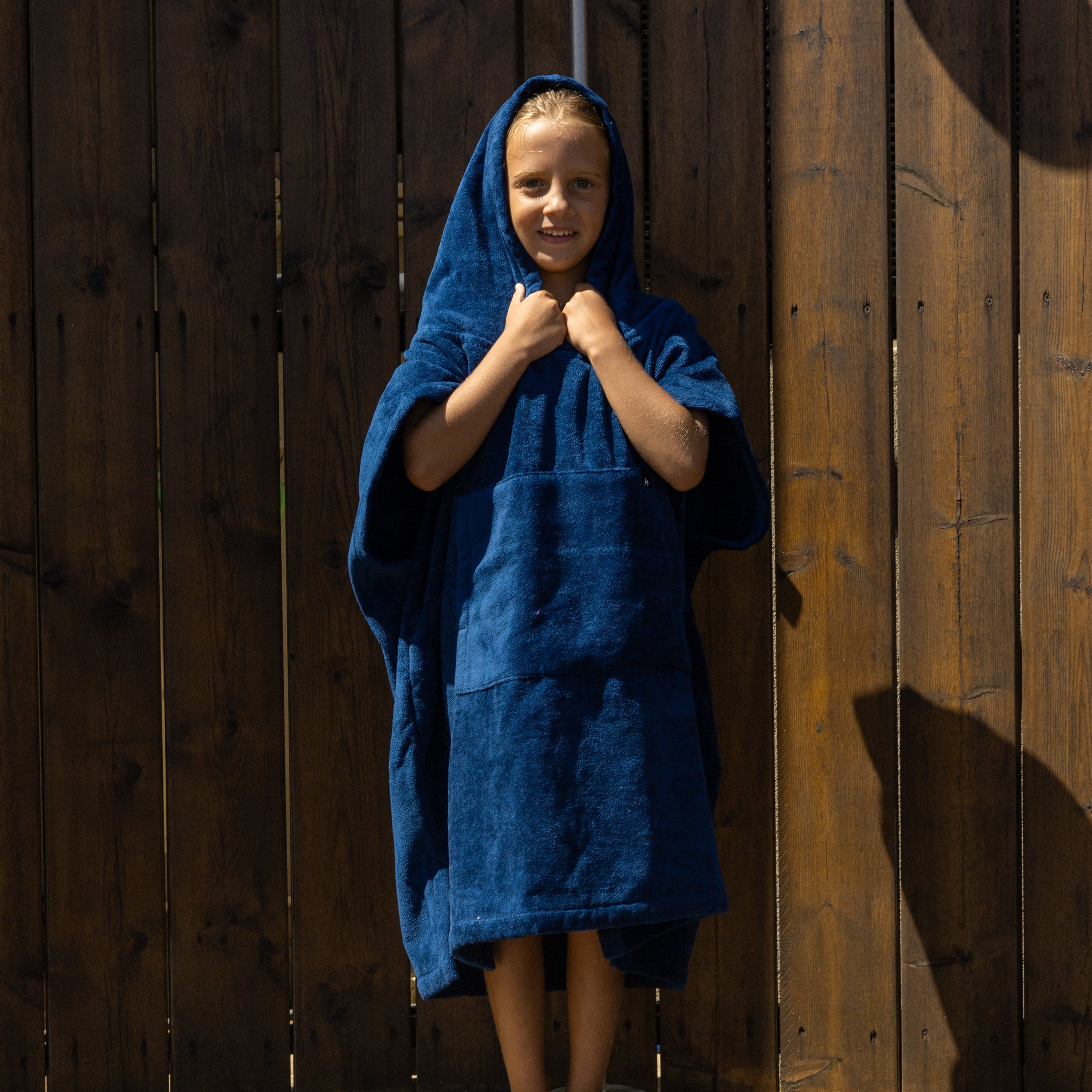 Ericeira Navy Blue Terry Kids Poncho