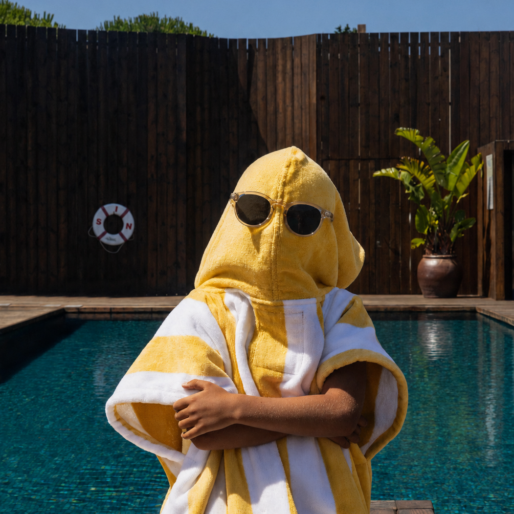 Bedu Mustard Terry Kids Poncho
