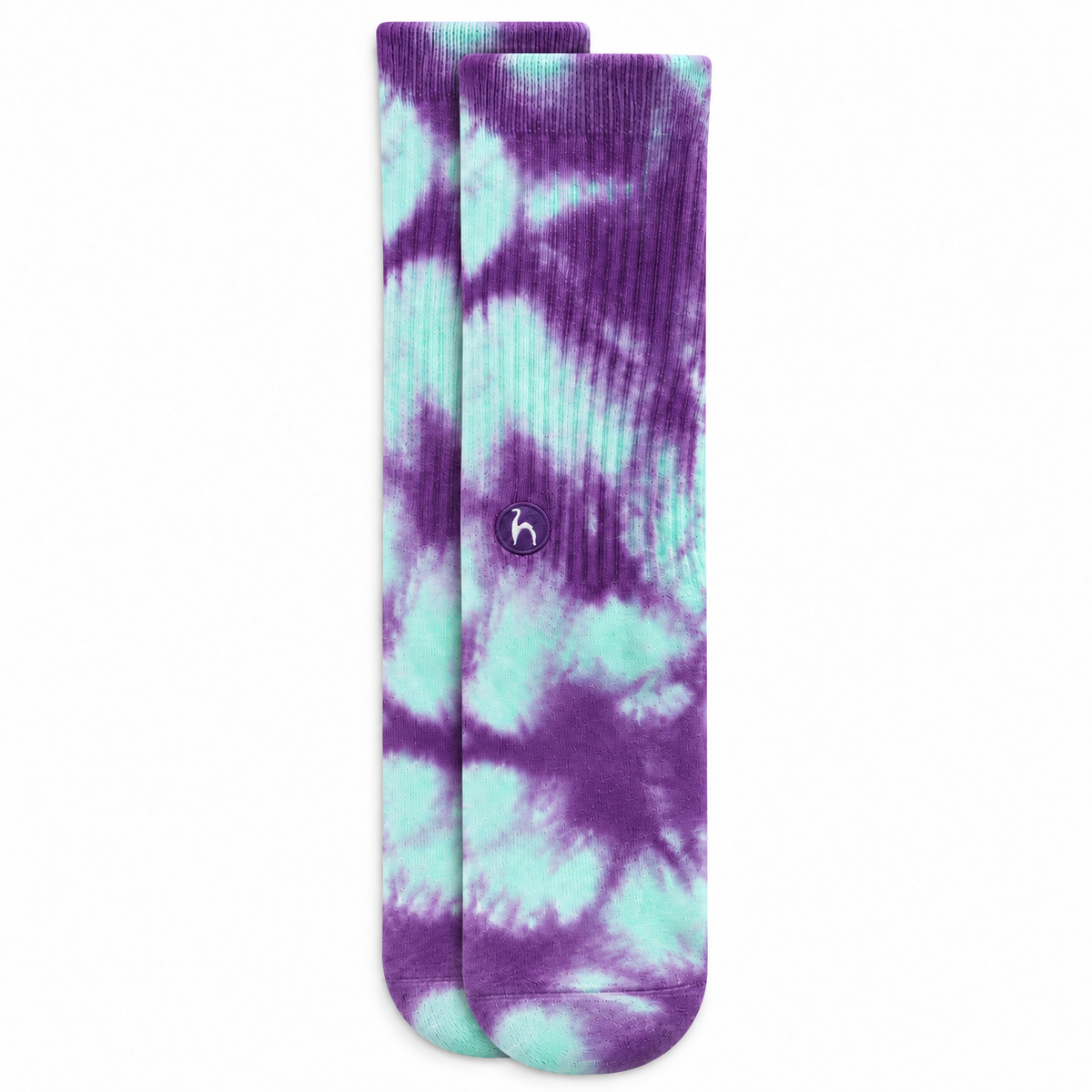 Tie Dye purple green Socks - flat lay